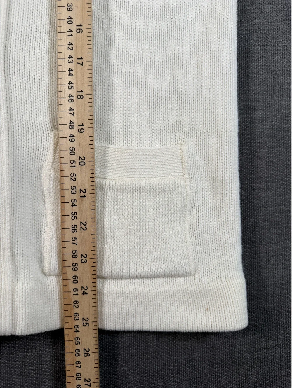 Vintage Cream Knit Cardigan Sweater with Pockets